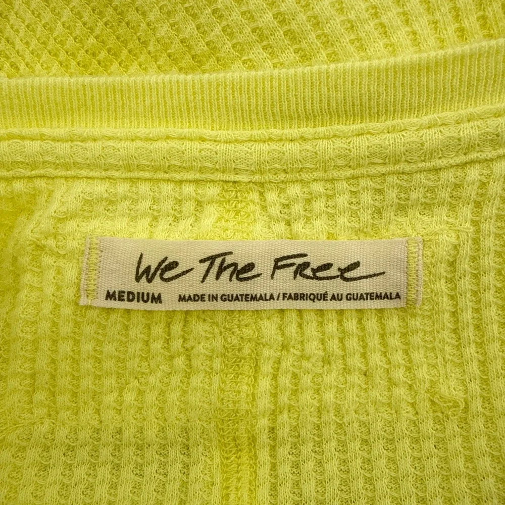 Free People Microphone Drop Lemon Grass‎ Yellow Thermal Top Waffle Knit Medium